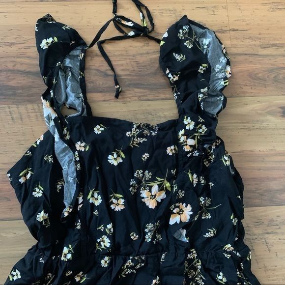 Other Wild Fable Black Floral Ruffle Sleeve Mini Dress Medium NWOT Size M / US 6-8 / IT 42-44 - 5 Thumbnail