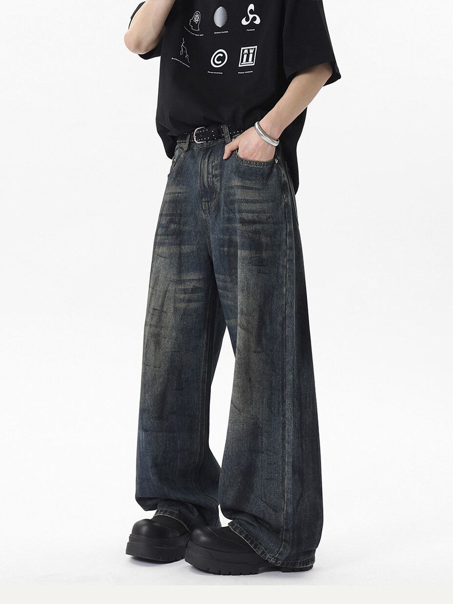Vintage Men's Retro Loose Straight Washed Denim Jeans (Clean Fit) Size US 32 / EU 48 - 3 Thumbnail