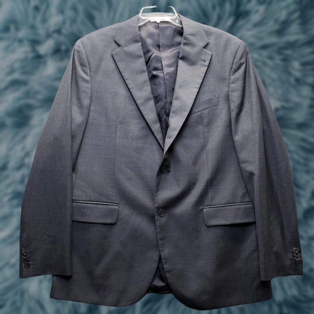 Joseph Abboud Joseph Abboud Blazer Mens Jacket 44 Gray Wool Notch Lapel Single Breasted Formal Size 44R - 1 Thumbnail