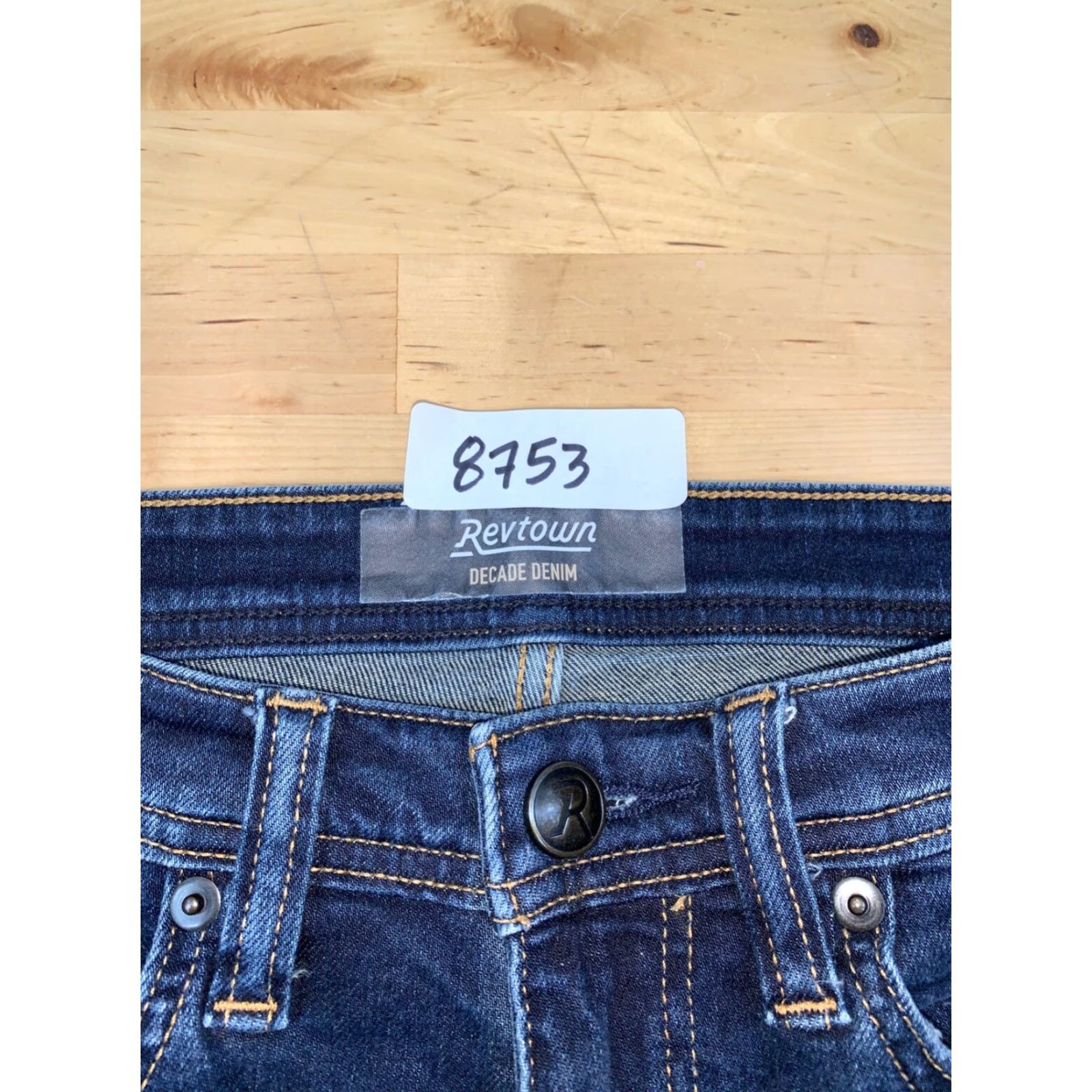 Denime Revtown Jeans Tapered Denim 31x31 Mens Blue Dark Wash Slim Regular 8753 Jeans Men Size US 31 - 3 Thumbnail