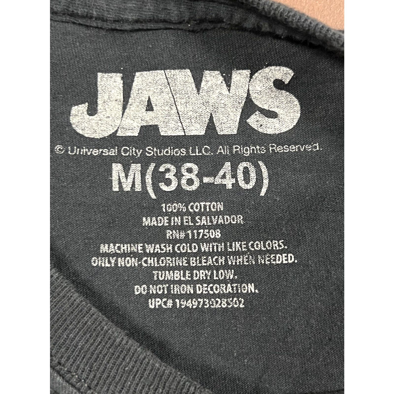 Vintage Jaws Graphic T-Shirt Adult Med Black Cotton Uni Size US M / EU 48-50 / 2 - 4 Thumbnail