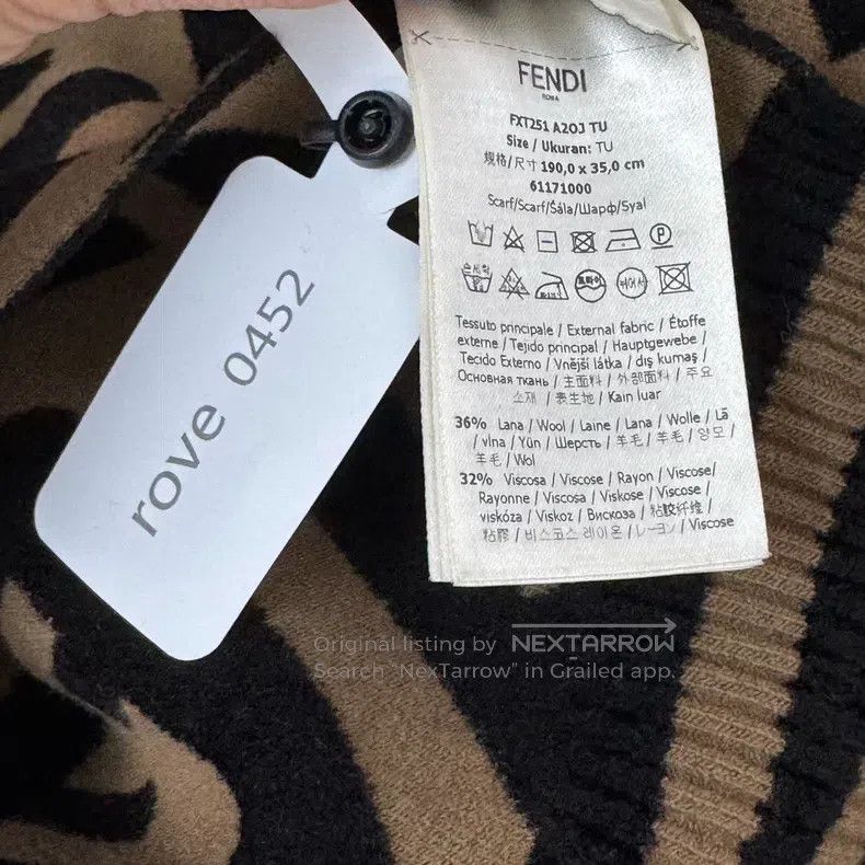 Fendi Fendi size 190x35cm Classic Big Logo Double F Monogrammed S Size ONE SIZE - 3 Thumbnail