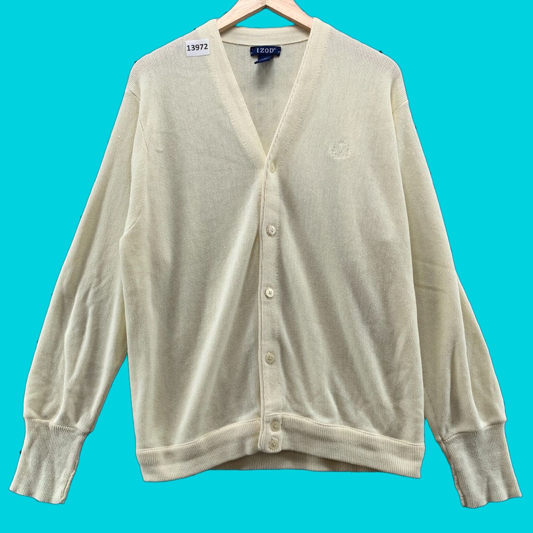 Izod VINTAGE IZOD Cardigan Shirt Men XL Beige 100% Acrylic Button Down 1980s VTG Mens Size US XL / EU 56 / 4 - 1 Thumbnail