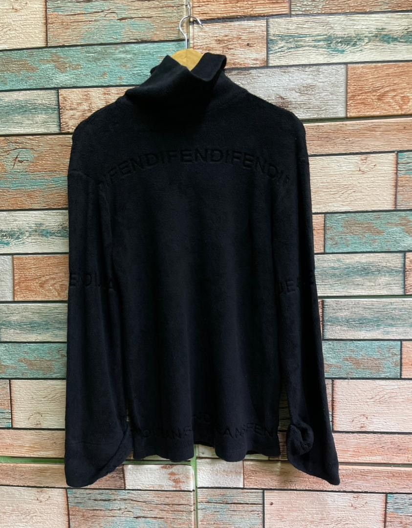 Fendi Vintage FENDI Textured Logo Turtleneck Sweater Made In Italy Size US S / EU 44-46 / 1 - 1 Thumbnail