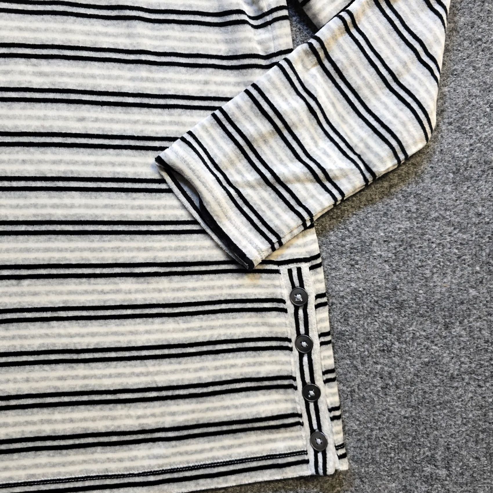Talbots Talbots Sweater Top Women Large Gray Stripe Velour Turtleneck Long Sleeve Casual Size L / US 10 / IT 46 - 4 Thumbnail