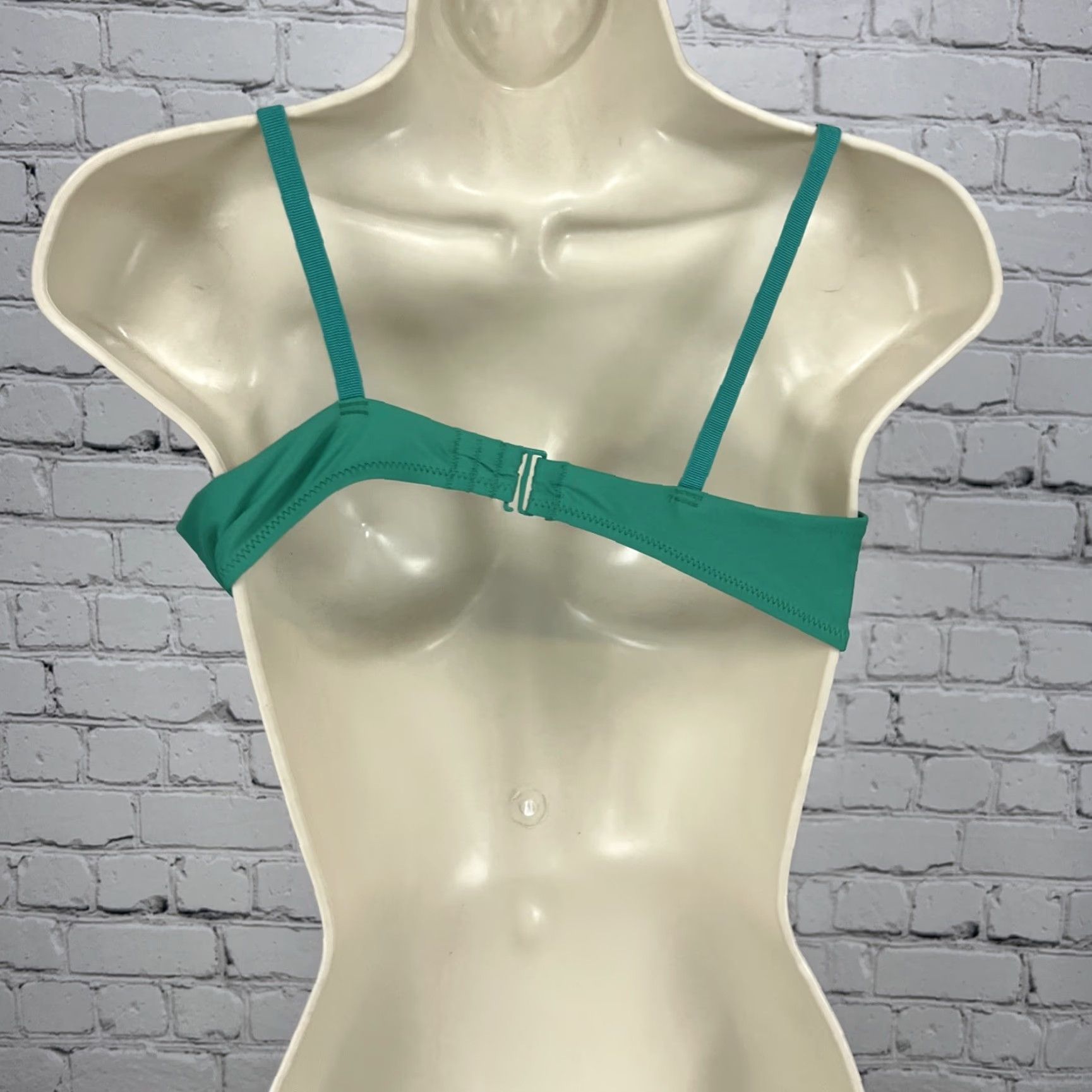 Vintage Aerie Teal Green Front Adjustable Bandeau Unpadded Bikini Top M Womens Swimsuit Solid Beach 90s (if applicable) Size M / US 6-8 / IT 42-44 - 3 Thumbnail