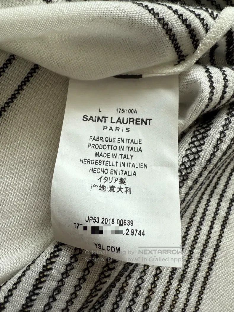 Saint Laurent Paris Saint Laurent Paris White T-Shirt with Black Scale Knit Size US L / EU 52-54 / 3 - 8 Thumbnail