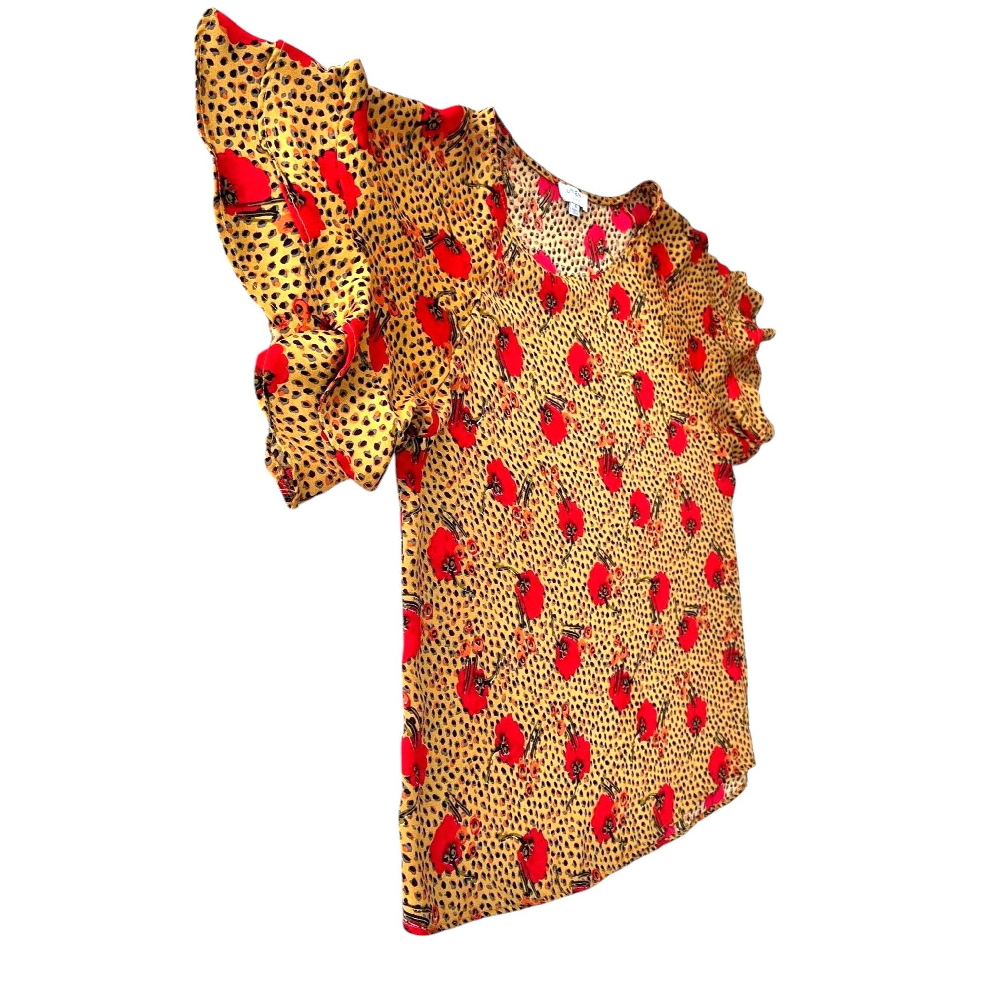 Other Umgee Leopard Print Top Poppies Small Flutter Sleeves Size S / US 4 / IT 40 - 3 Thumbnail