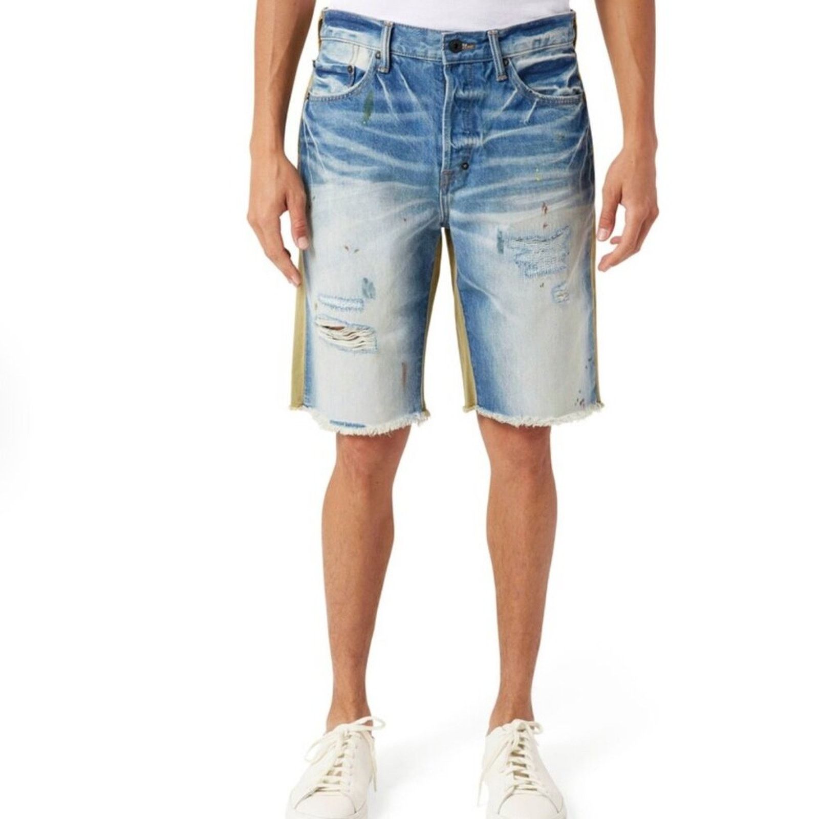 Prps NWT PRPS Grassland Denim & Twill Bermuda Shorts in Indigo Size US 32 / EU 48 - 1 Thumbnail