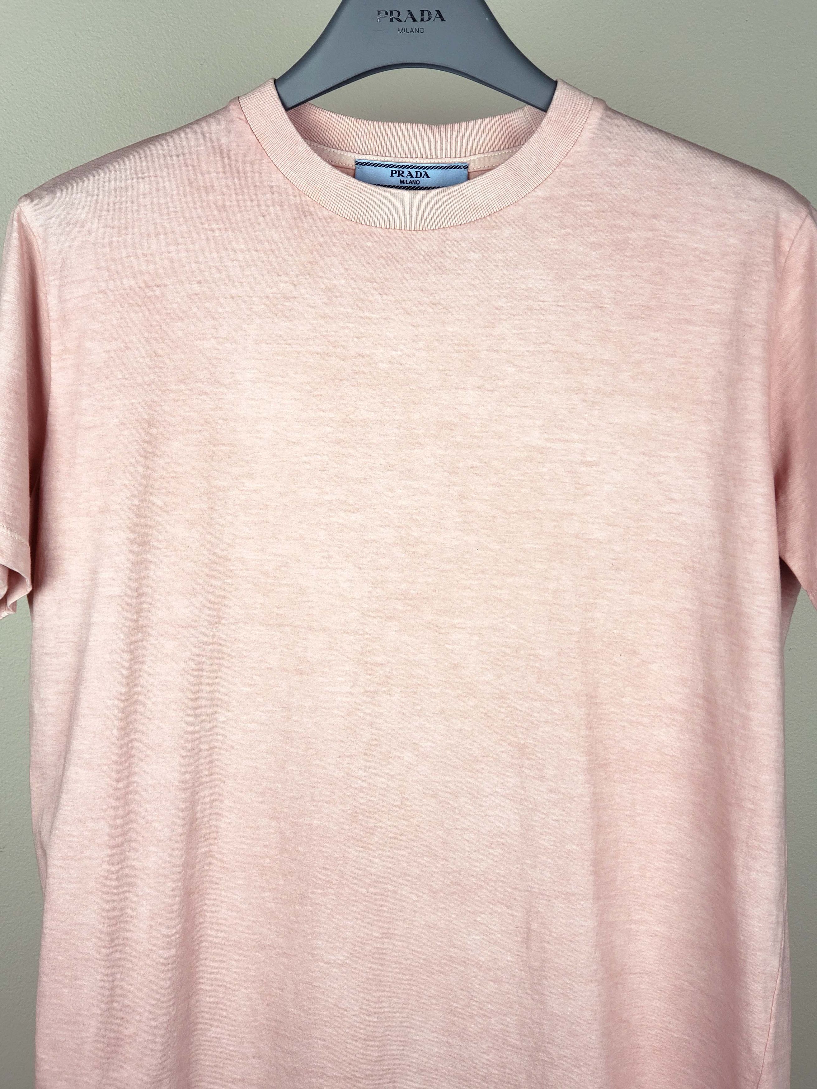 Prada Pink Cotton Logo Patch T-Shirt Large Size L / US 10 / IT 46 - 3 Thumbnail