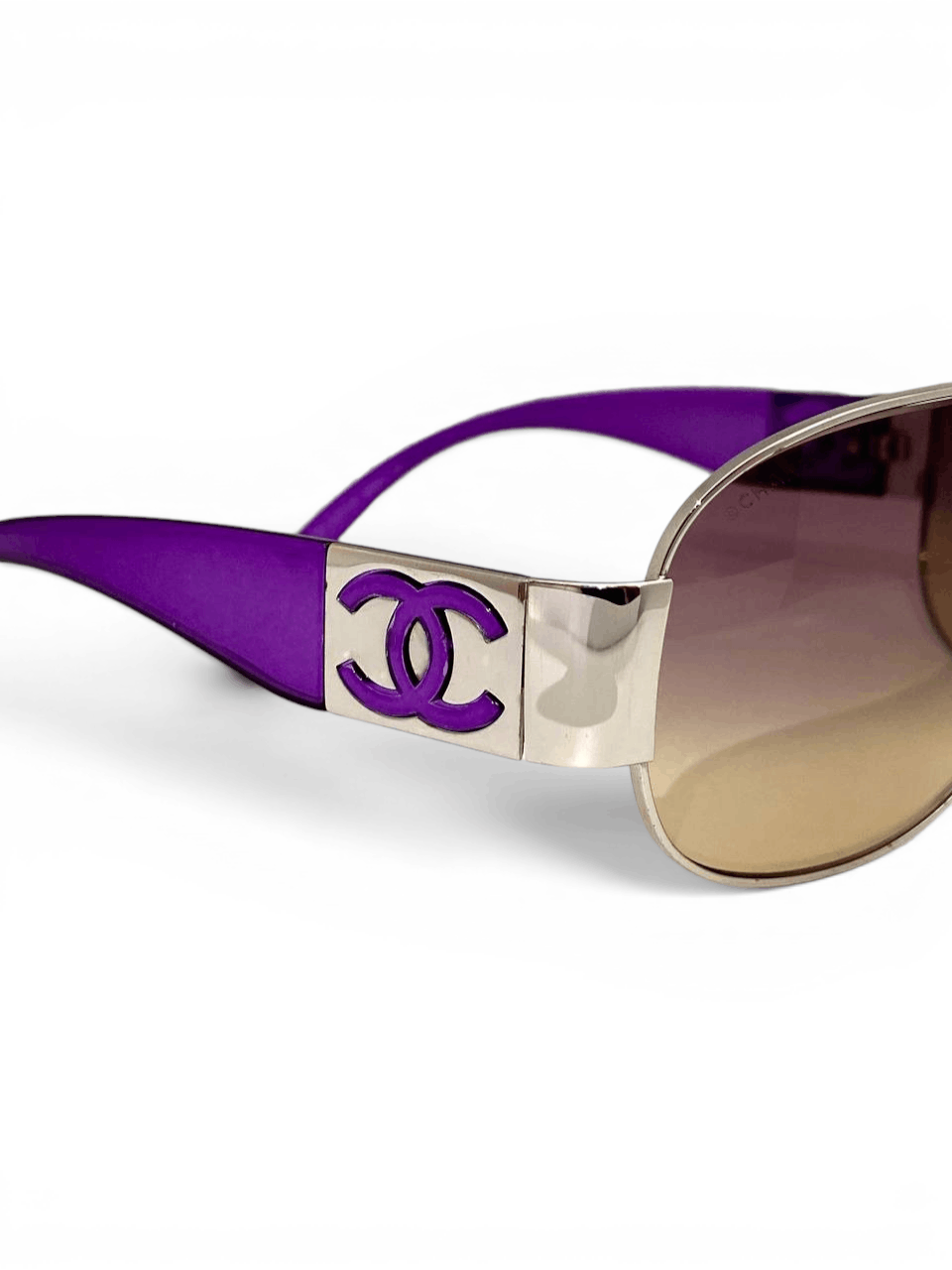 Chanel Chanel CC Logo Oversized Wrap Aviator Purple Sunglasses Y2K Size ONE SIZE - 6 Thumbnail