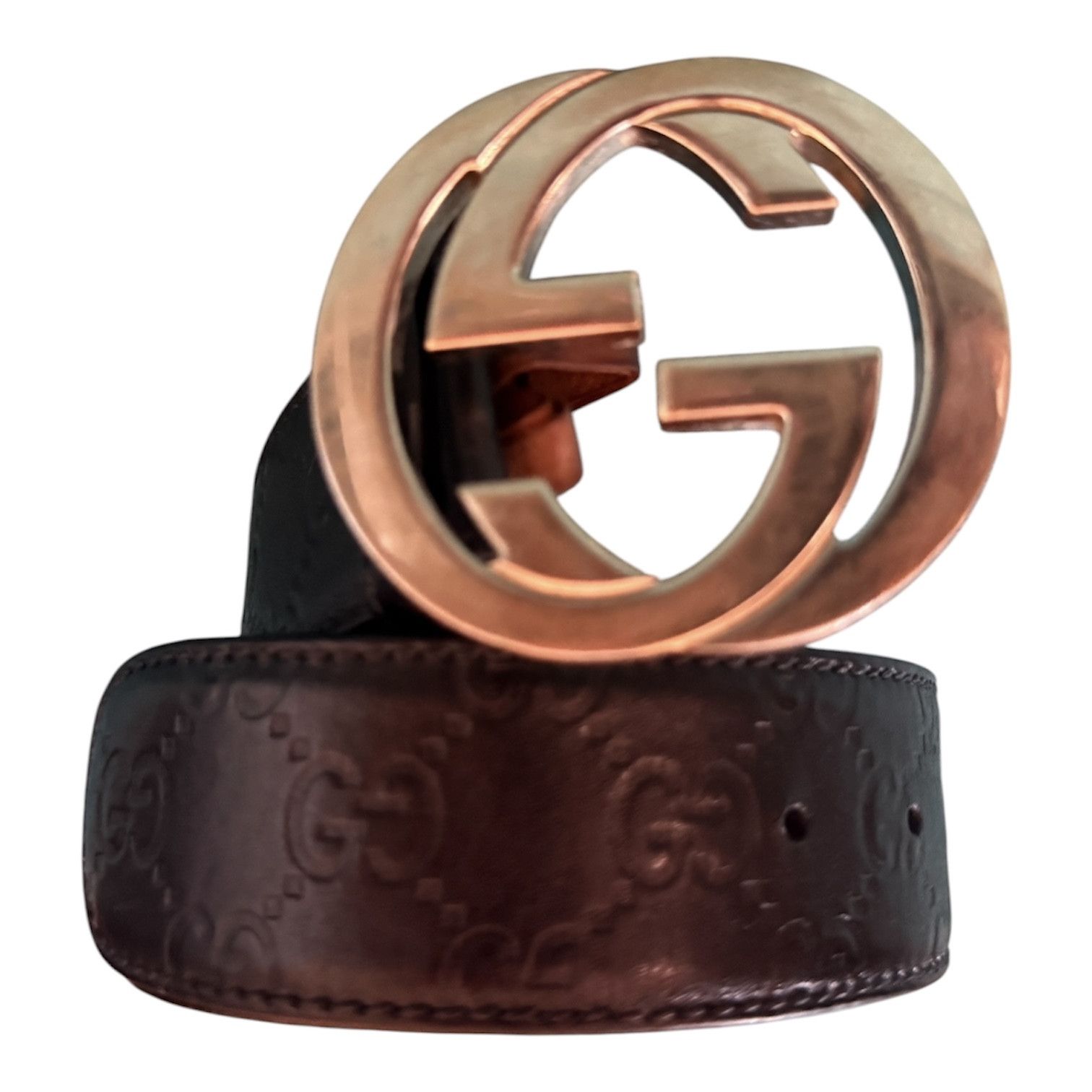 Gucci Gucci gg supreme leather belt embossed logo gold buckle Size 32 - 2 Thumbnail