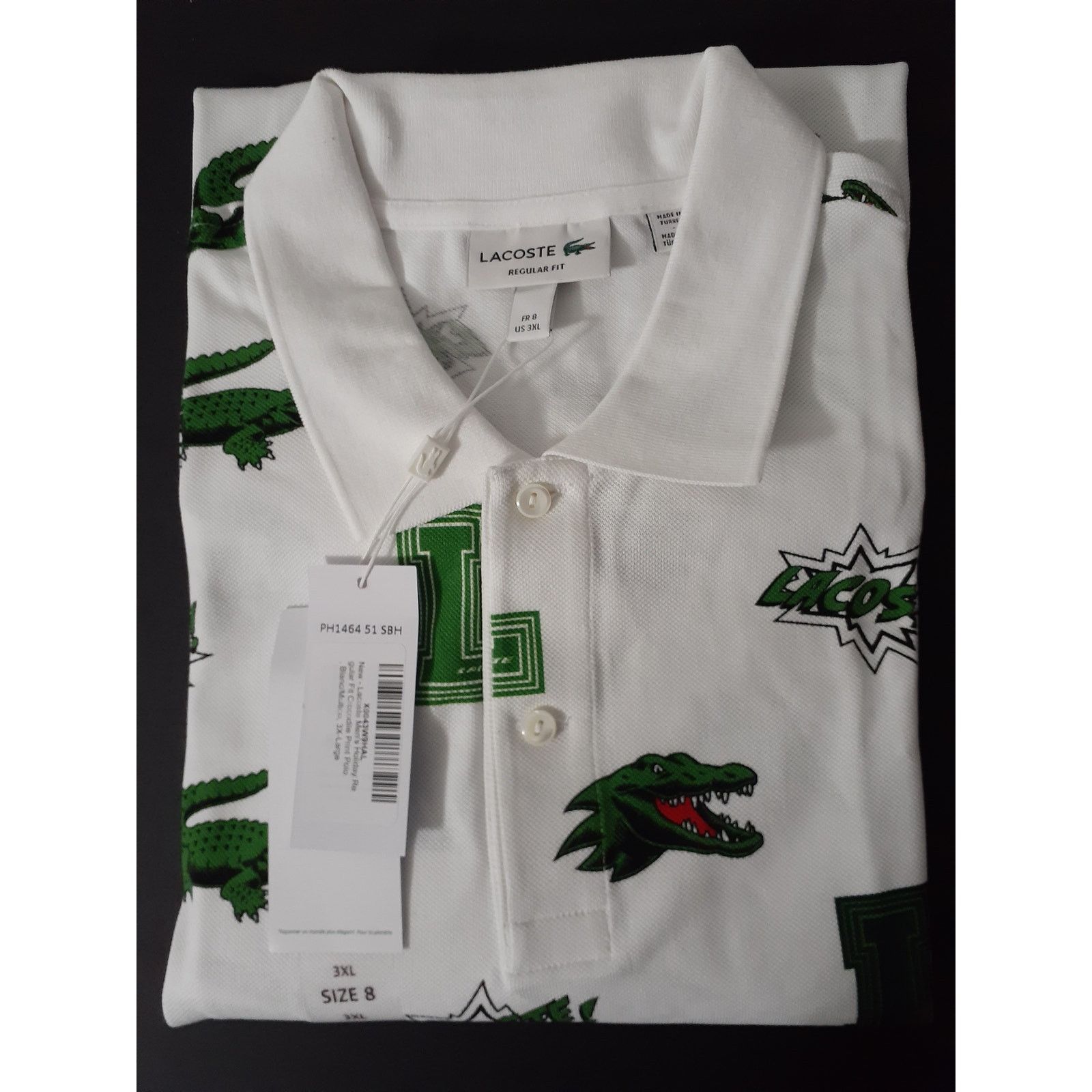 Lacoste Lacoste Men's Holiday Regular Fit Crocodile Print Polo 3XL Size US XXL / EU 58 / 5 - 2 Thumbnail