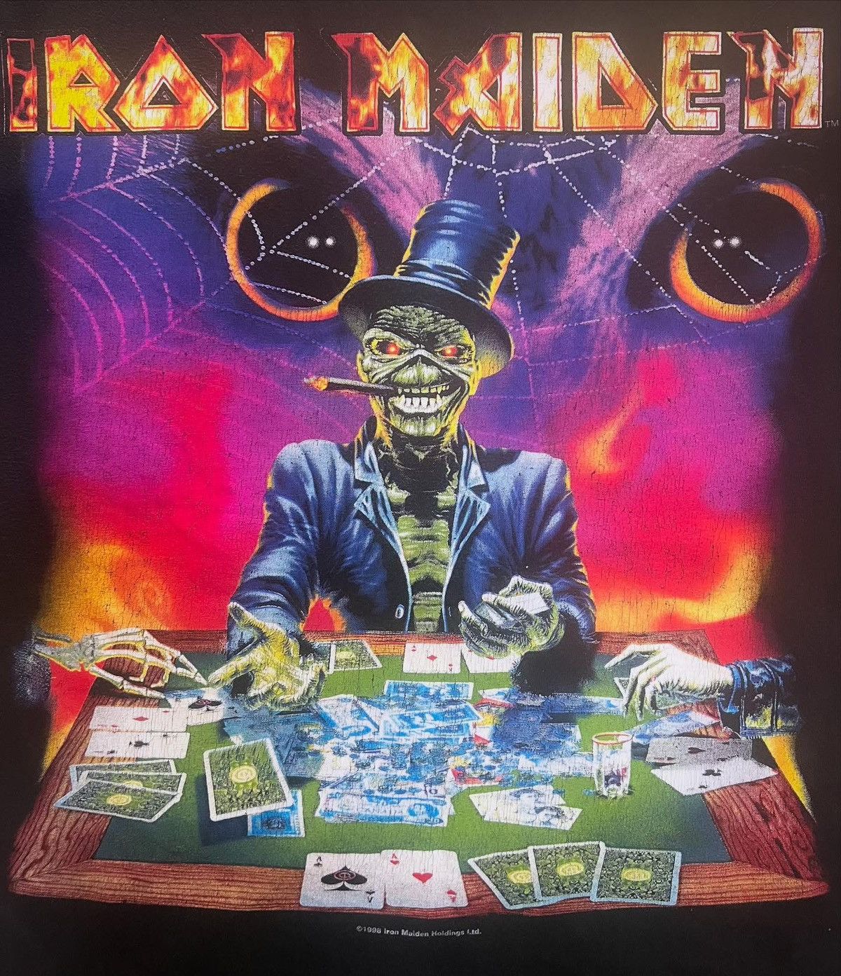 Band Tees Vintage 1998 Iron Maiden XI Virtual World Tour Poker Tshirt Size US L / EU 52-54 / 3 - 5 Thumbnail