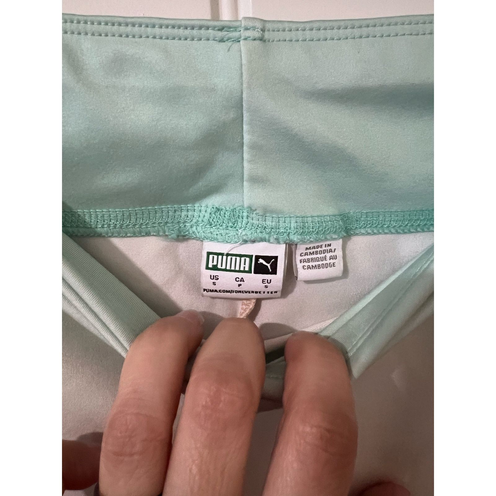 Puma Ombré Logo Gloaming Athletic Short Tights Small Green Peach Size 28" / US 6 / IT 42 - 8 Thumbnail