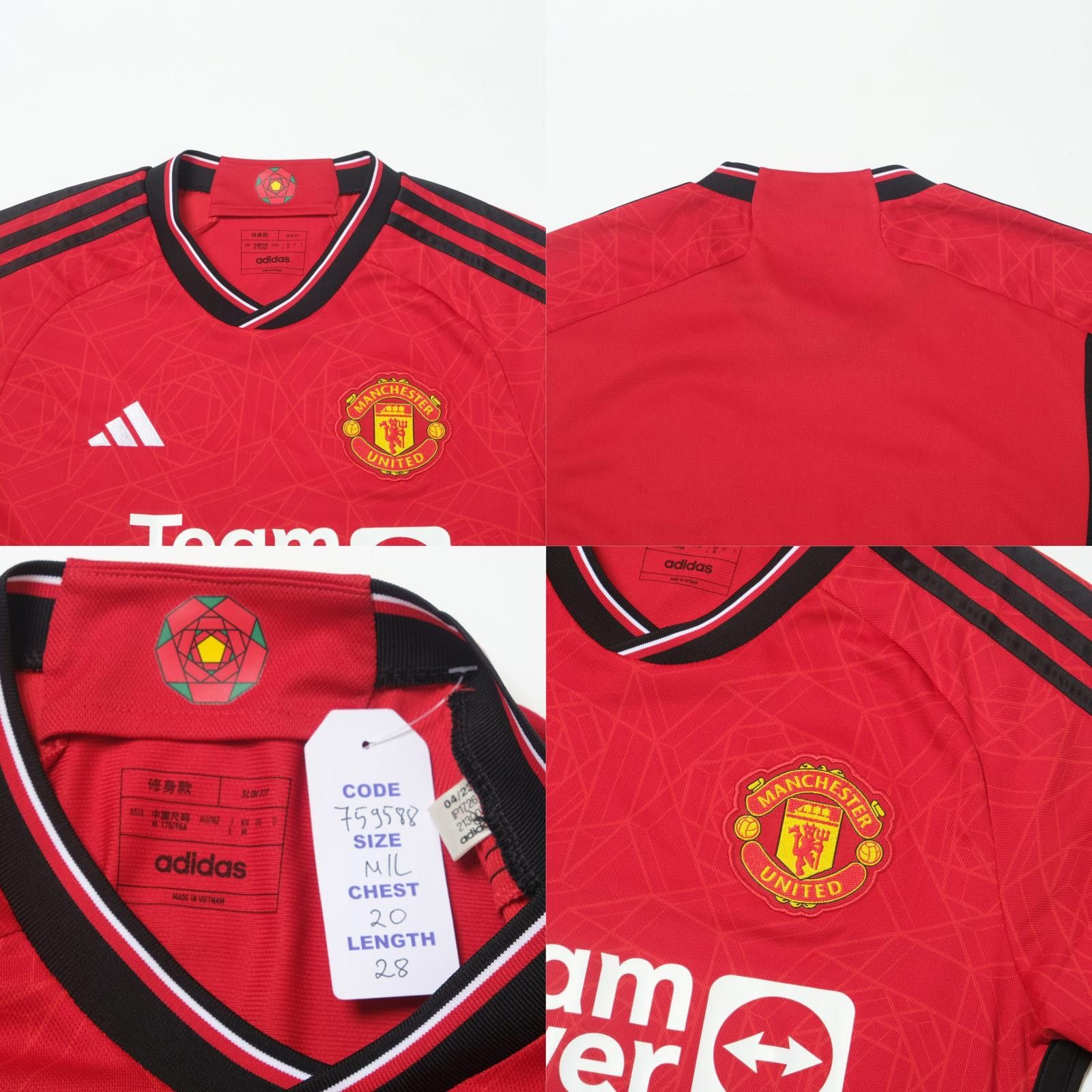 Adidas 2023/24 Manchester United Home Shirt Adidas (M/L) Size US M / EU 48-50 / 2 - 4 Thumbnail