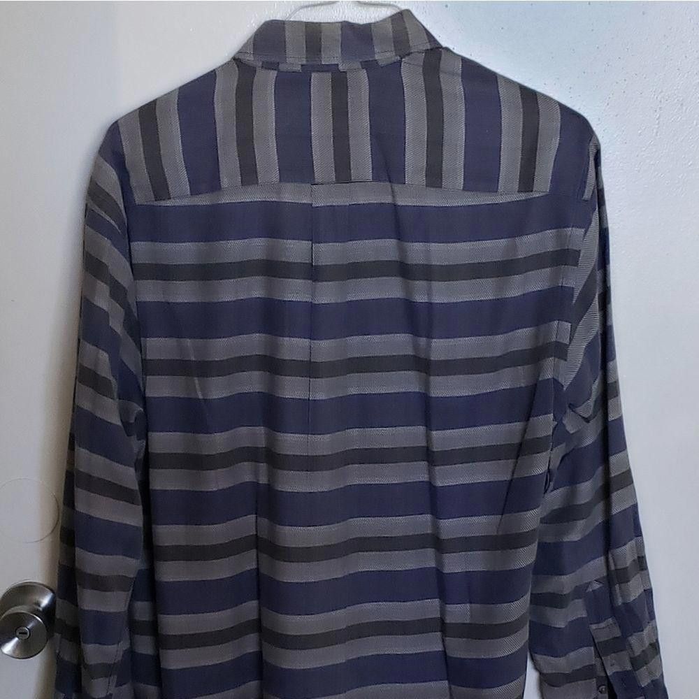 Designer CT1019a Kenneth Gordon Men's Blue & Gray Striped Shirt M Size US M / EU 48-50 / 2 - 2 Thumbnail