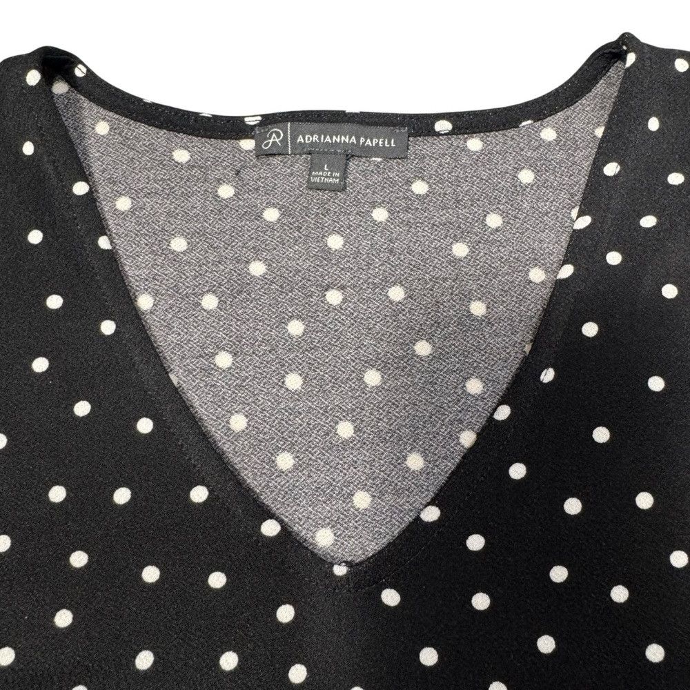 Adrianna Papell Adrianna Papell 3/4 Sleeve V-Neck Polka Dot Blouse Size L Size L / US 10 / IT 46 - 6 Thumbnail