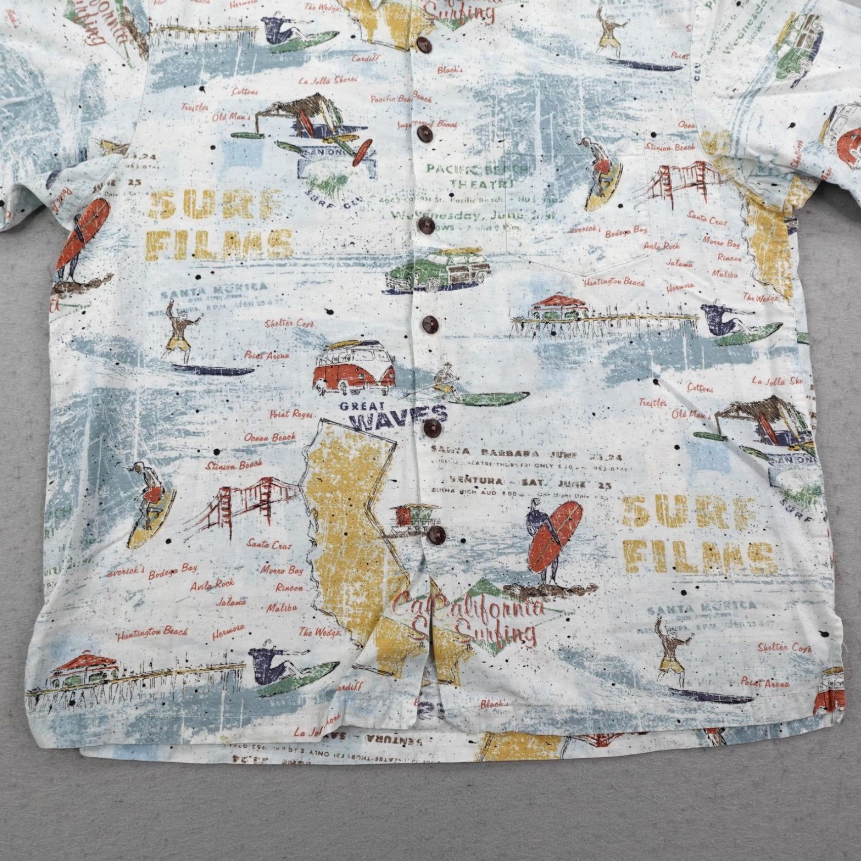 Vintage VINTAGE Kahala Shirt Men XL Button Up Short Sleeve White Blue Hawaiian Aloha California Surf Map Camp Graphic Print Beach Tropical 90s Mens Size US XL / EU 56 / 4 - 3 Thumbnail