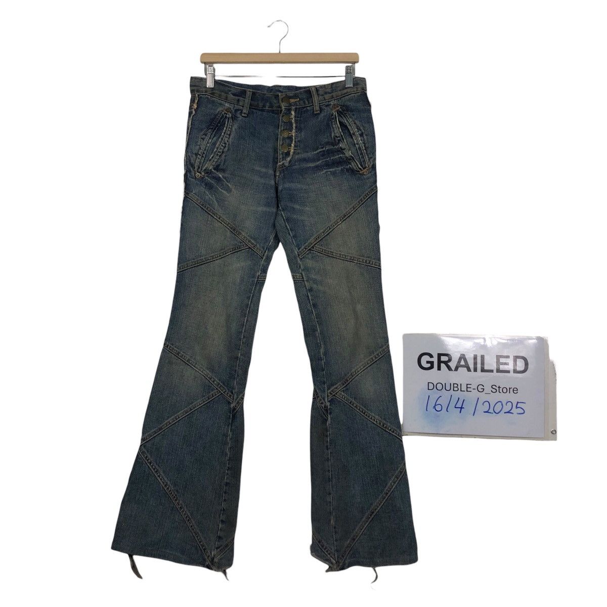 Tornado Mart 📌Bow Cut Design Punk Style Patch Work Style Butterfly Denim Size 32" / US 10 / IT 46 - 1 Thumbnail