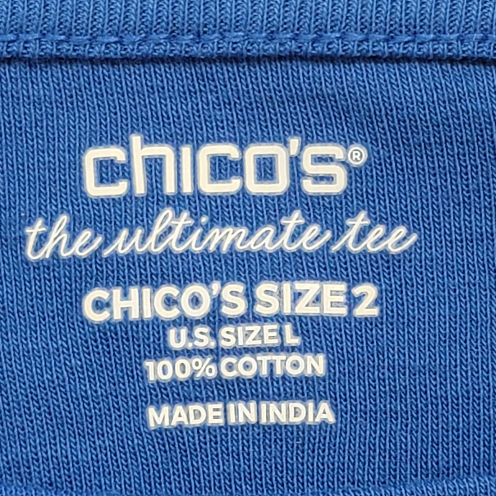 Chicos Chico's Blue Ultimate Tee Boat Collar Short Sleeve Top 2 L Size L / US 10 / IT 46 - 4 Thumbnail