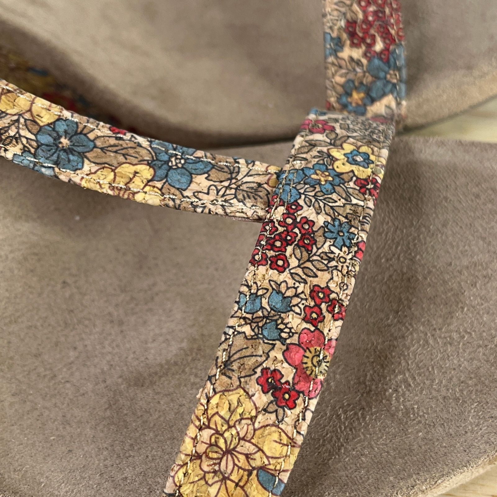 Other Style & Company Beige Floral T-Strap Wedge Slip On Slingback Size US 11 / IT 41 - 11 Thumbnail