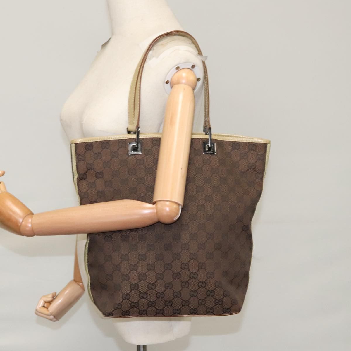 Gucci GUCCI GG Canvas Sherry Line Tote Bag Brown Size ONE SIZE - 22 Thumbnail