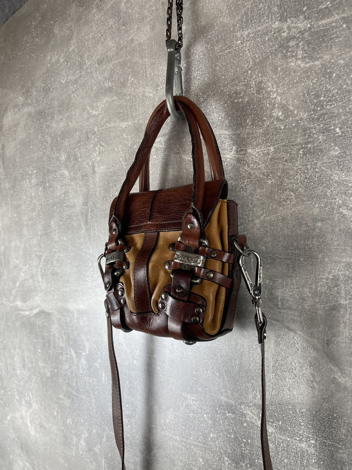 Diesel Y2K Diesel Leather Mini Bag Brown Tan Crossbody Shoulder Size ONE SIZE - 5 Thumbnail