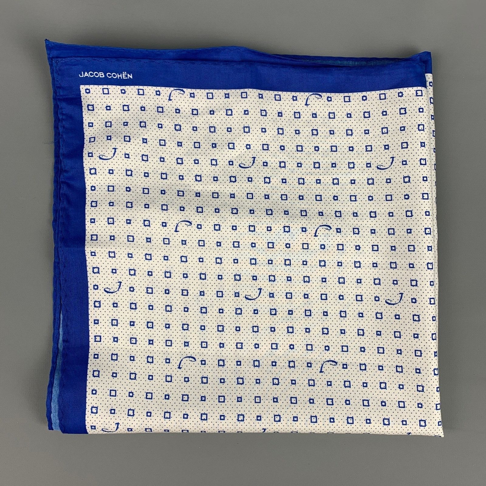 Jacob Cohen JACOB COHEN White Blue Print Cotton Silk Pocket Square Size ONE SIZE - 1 Thumbnail