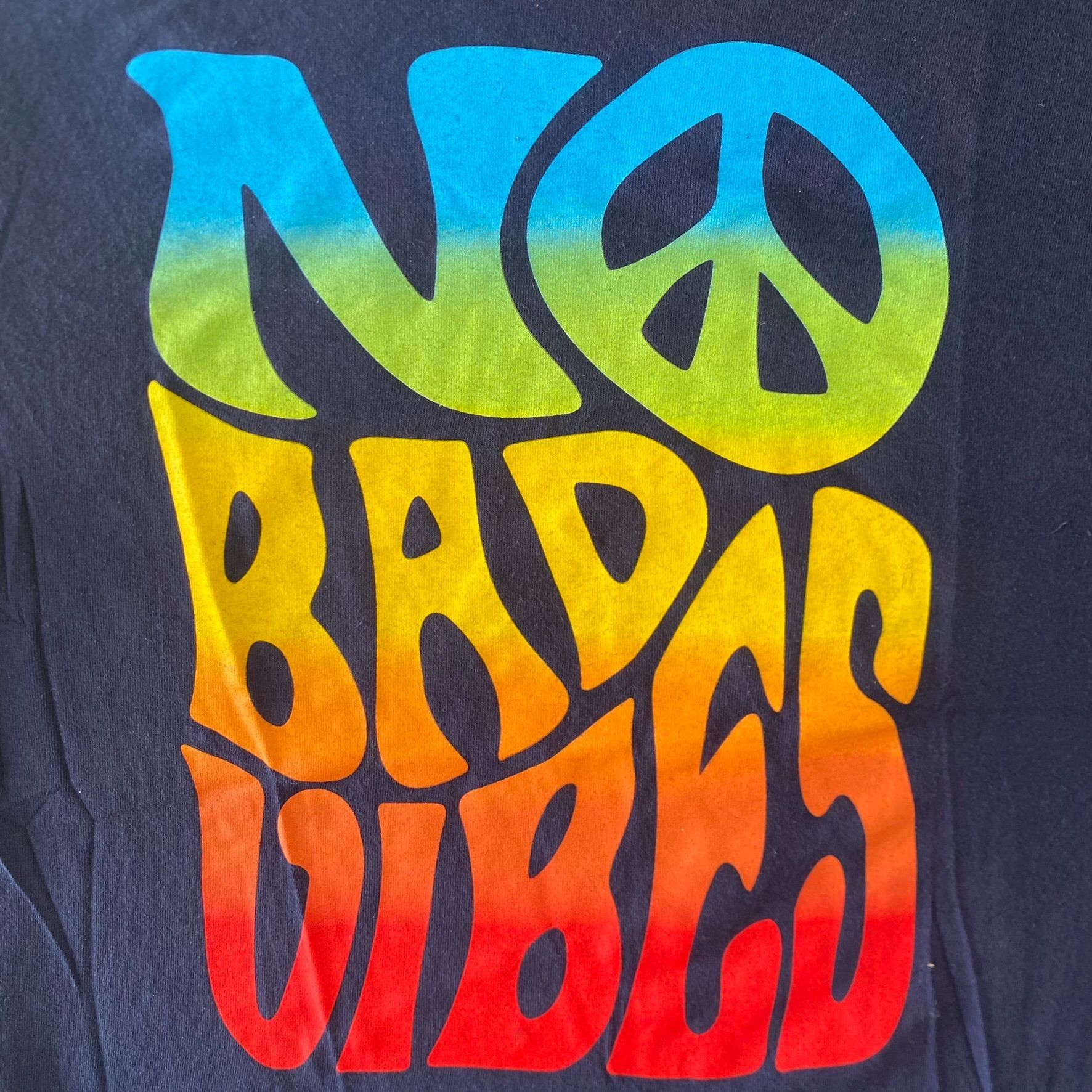 ODM No Bad Vibes Quote T-Shirt Navy Peace Skater Hippie Tee Size US M / EU 48-50 / 2 - 3 Thumbnail
