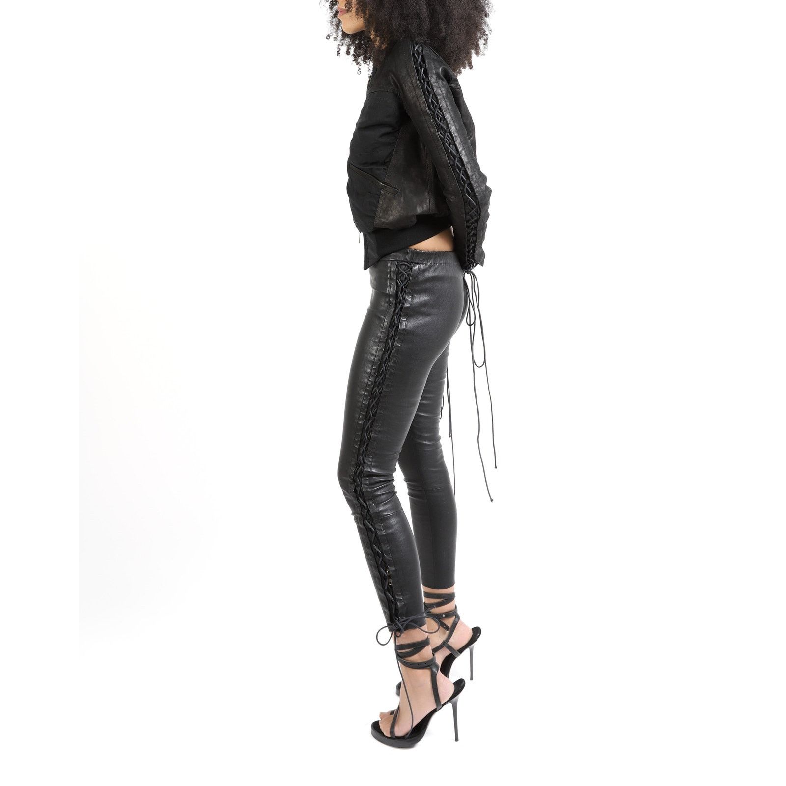 Haider Ackermann FW16 Two-Material Bomber Jacket with Lacing Detail Size XS / US 0-2 / IT 36-38 - 8 Thumbnail