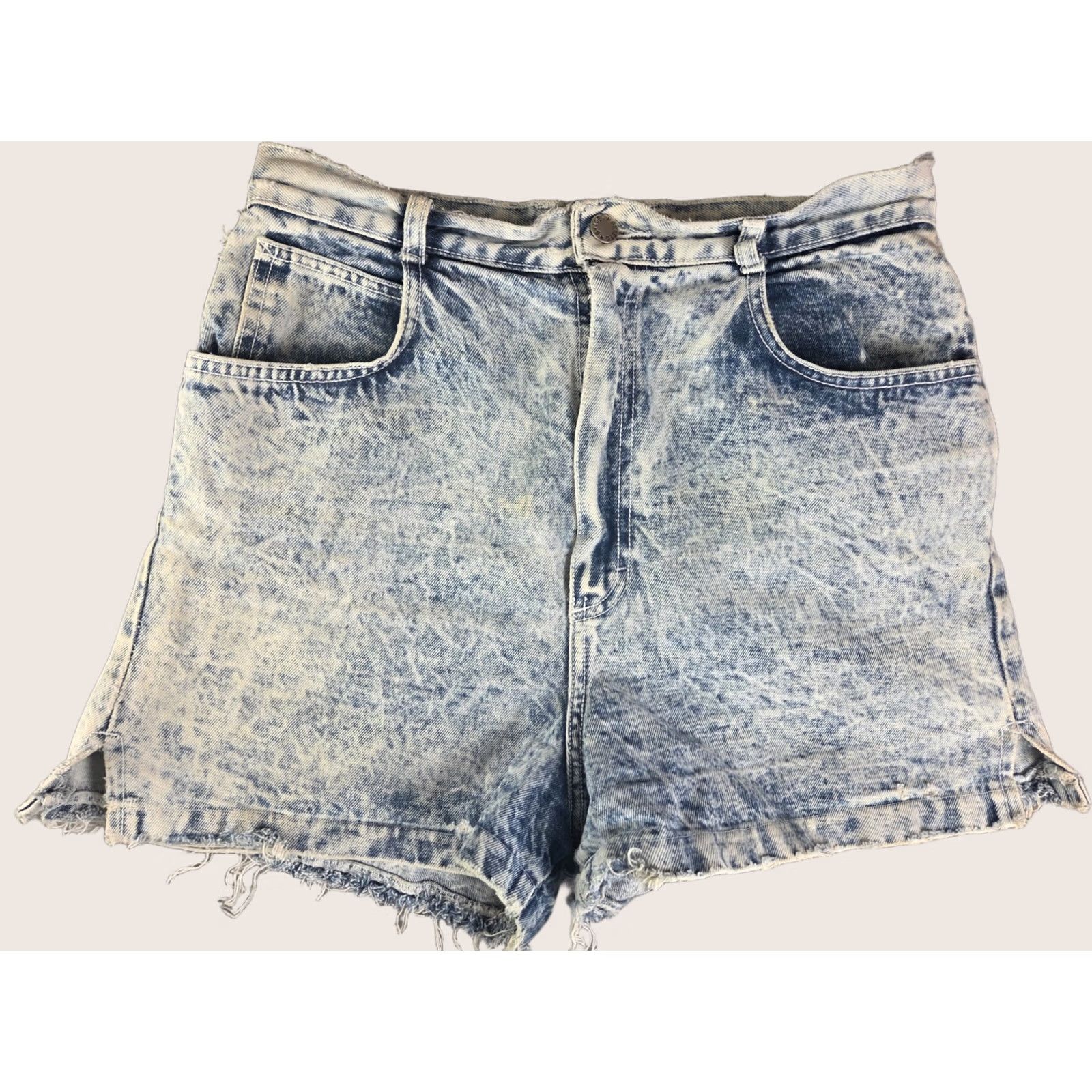 Denime VINTAGE Shades Denim Jean Shorts Stone Wash Womens Distressed Cut-Off Sz 34/Waist 34 Blue Womens Size 24" / US 00 / IT 34 - 1 Thumbnail