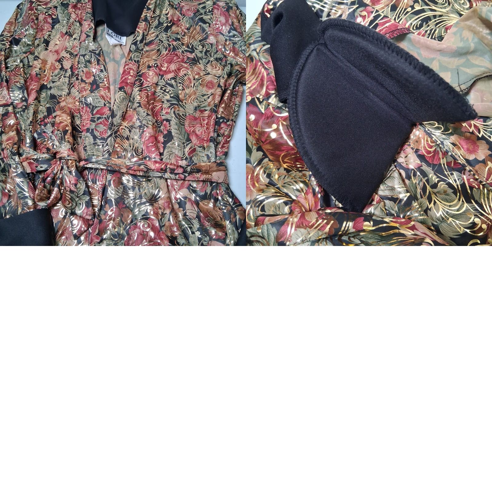 Vintage VINTAGE Lori by AM Casuals Shirt S Open Front Black Floral Gold Metallic Retro 1990s Boho disco Women Girls Men? Size S / US 4 / IT 40 - 10 Thumbnail