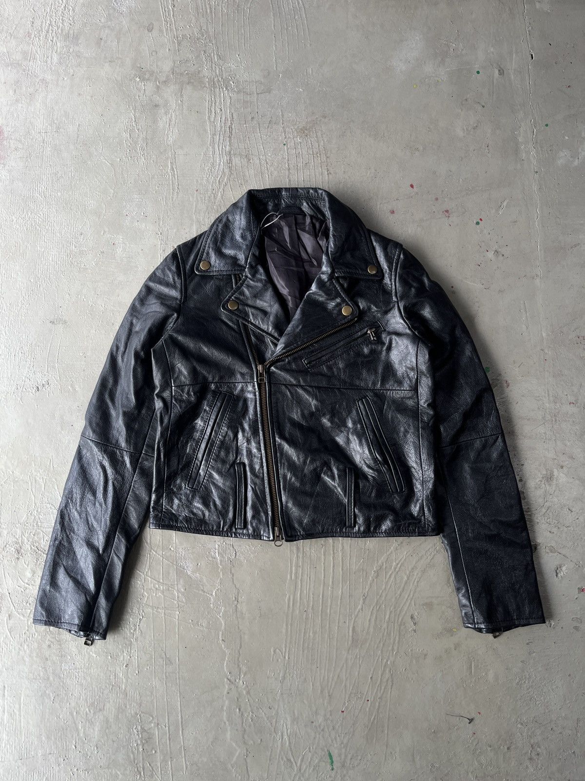 Le Grande Bleu (L.G.B.) Vintage Biker Genuine Leather Jacket Double Collar Belted Size US S / EU 44-46 / 1 - 1 Thumbnail