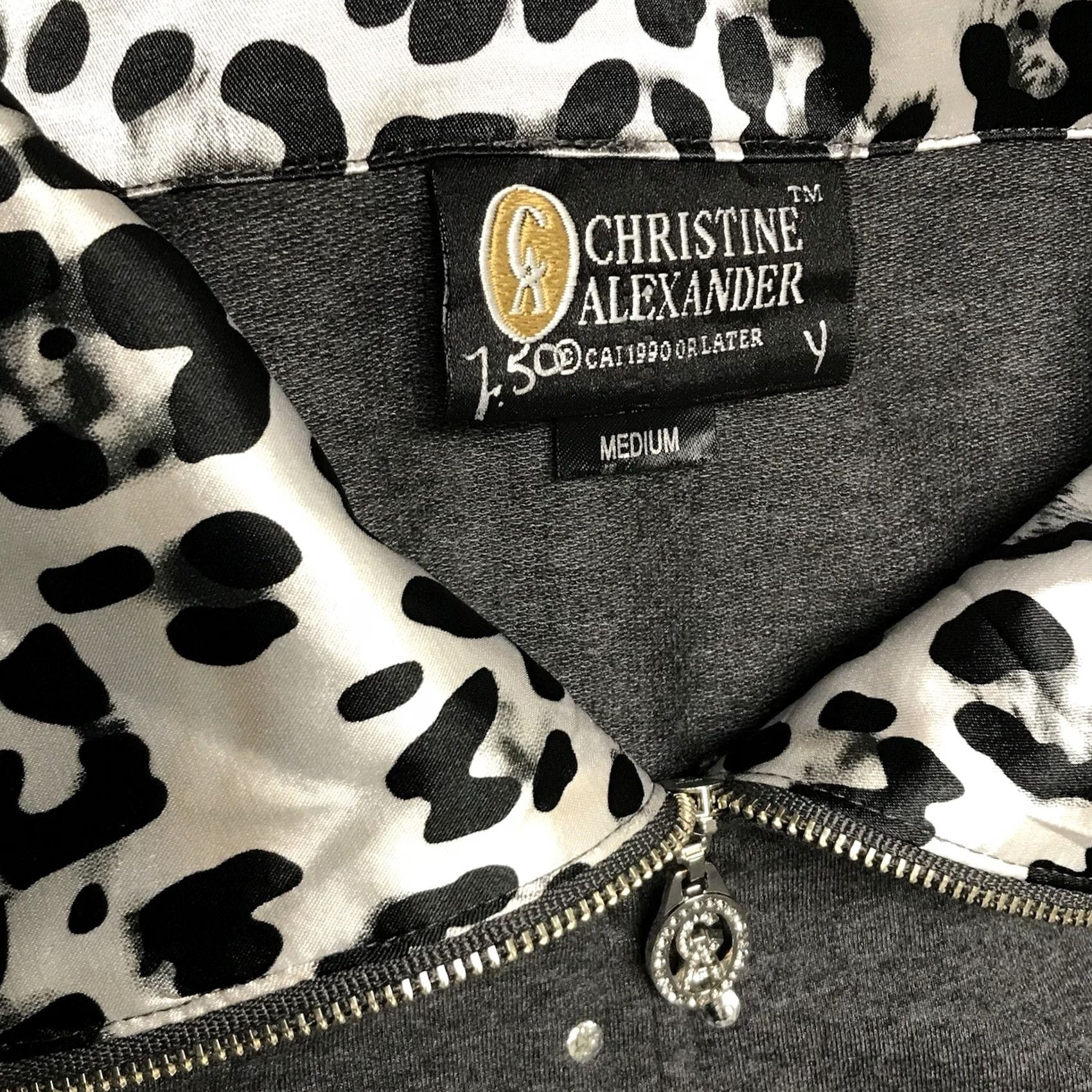 Swarovski Christine Alexander Women Gray Swarovski Embellished Leopard Zip Petite Jacket M Size M / US 6-8 / IT 42-44 - 3 Thumbnail