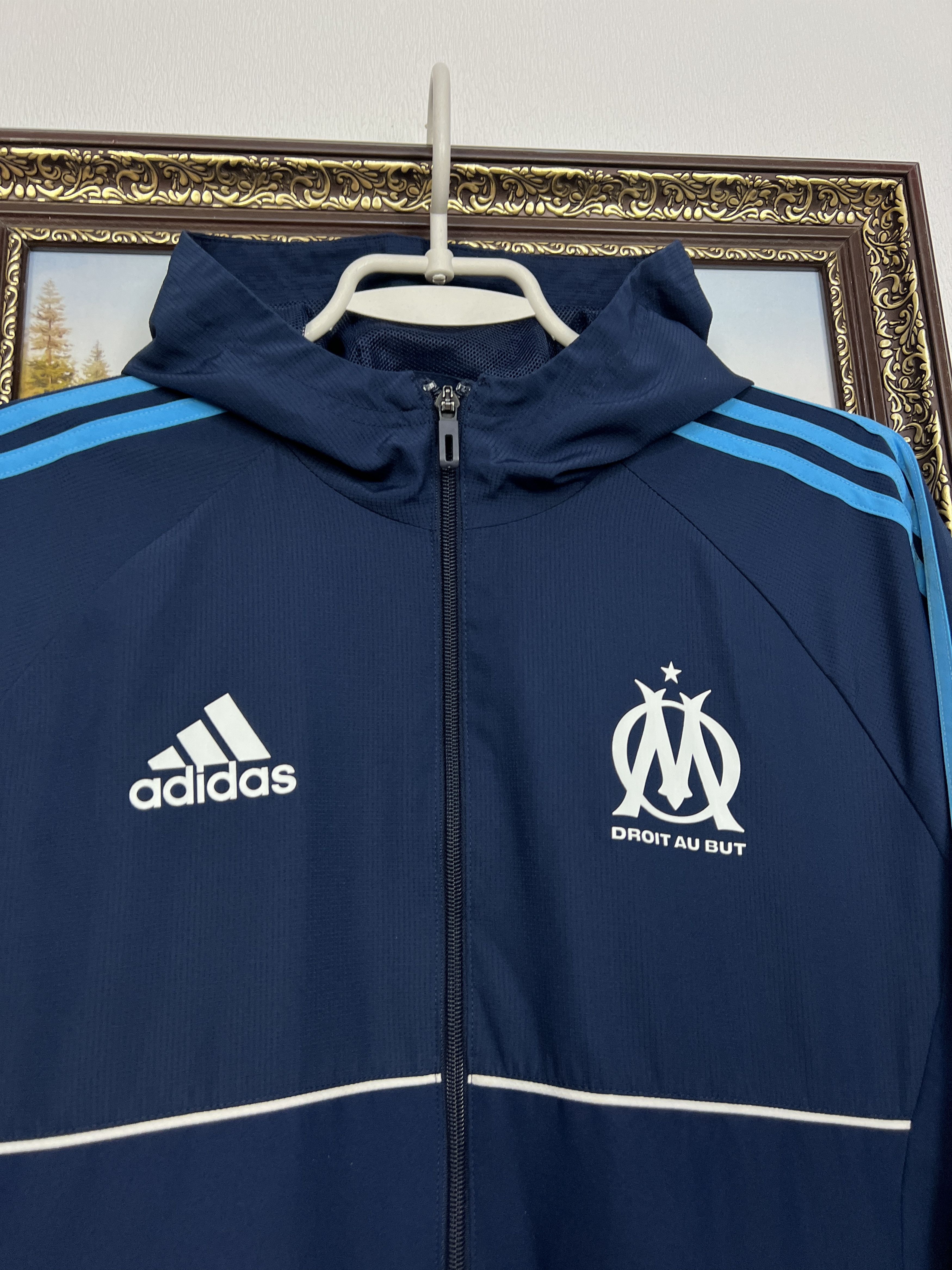 Adidas Marseille Football Jacket Soccer Track Top Hooded Rare Sport Size US M / EU 48-50 / 2 - 3 Thumbnail