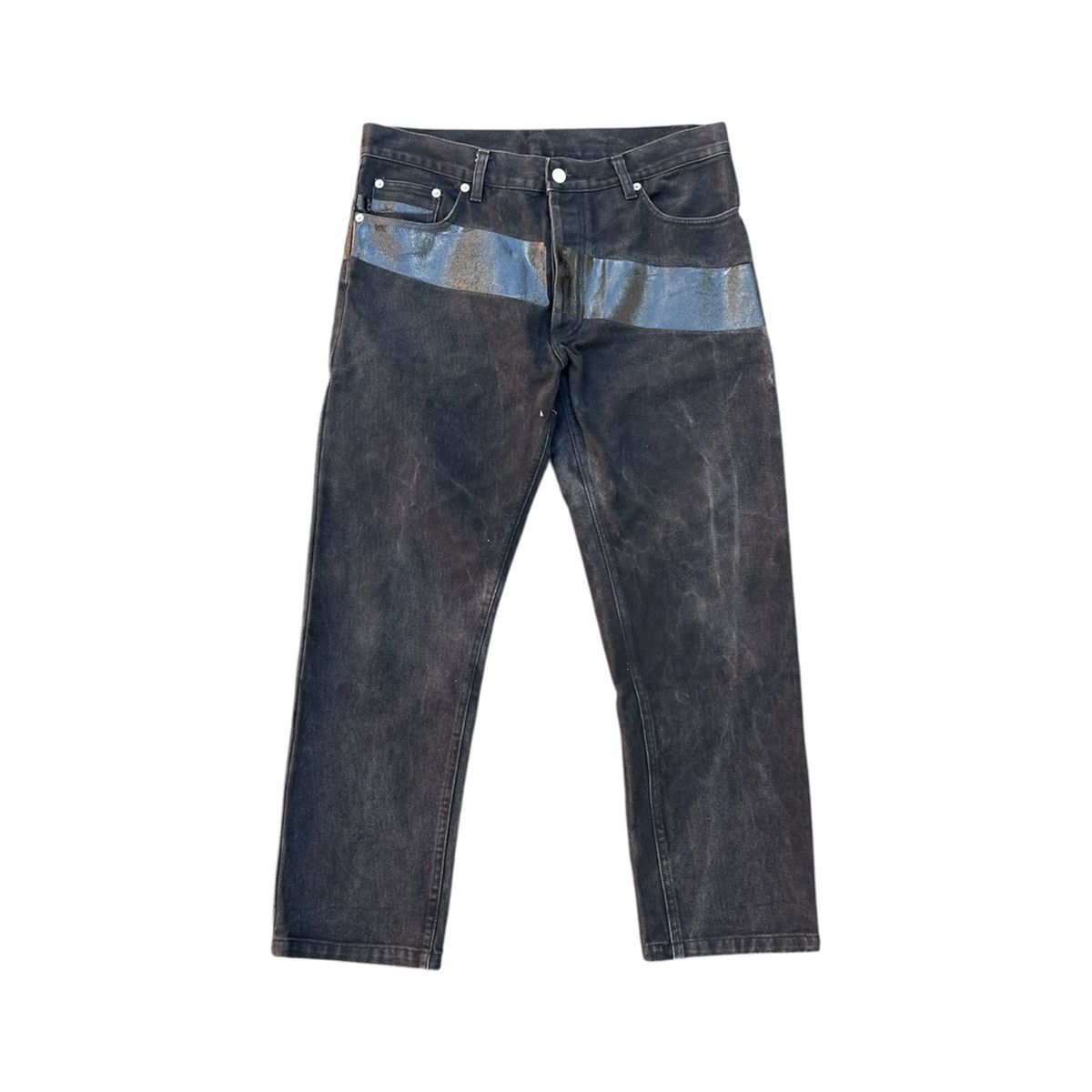 Helmut Lang 1997 Helmut Lang Rubber striped black denim | Grailed