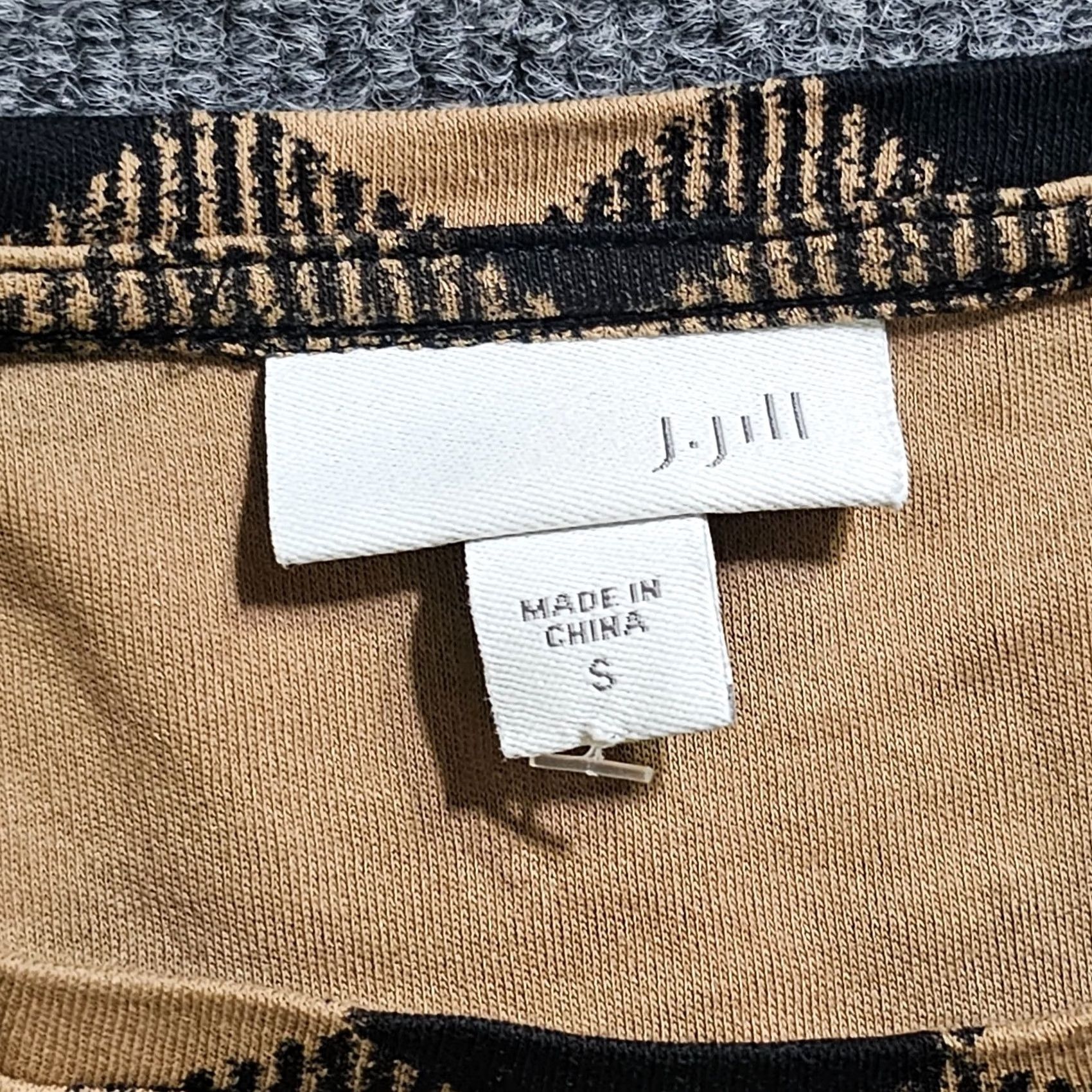 J. Jill J Jill Top Shirt Womens S Black Tan Plaid 3/4 Sleeve Stretch Casual Career Vintage? No (remove) Size S / US 4 / IT 40 - 3 Thumbnail