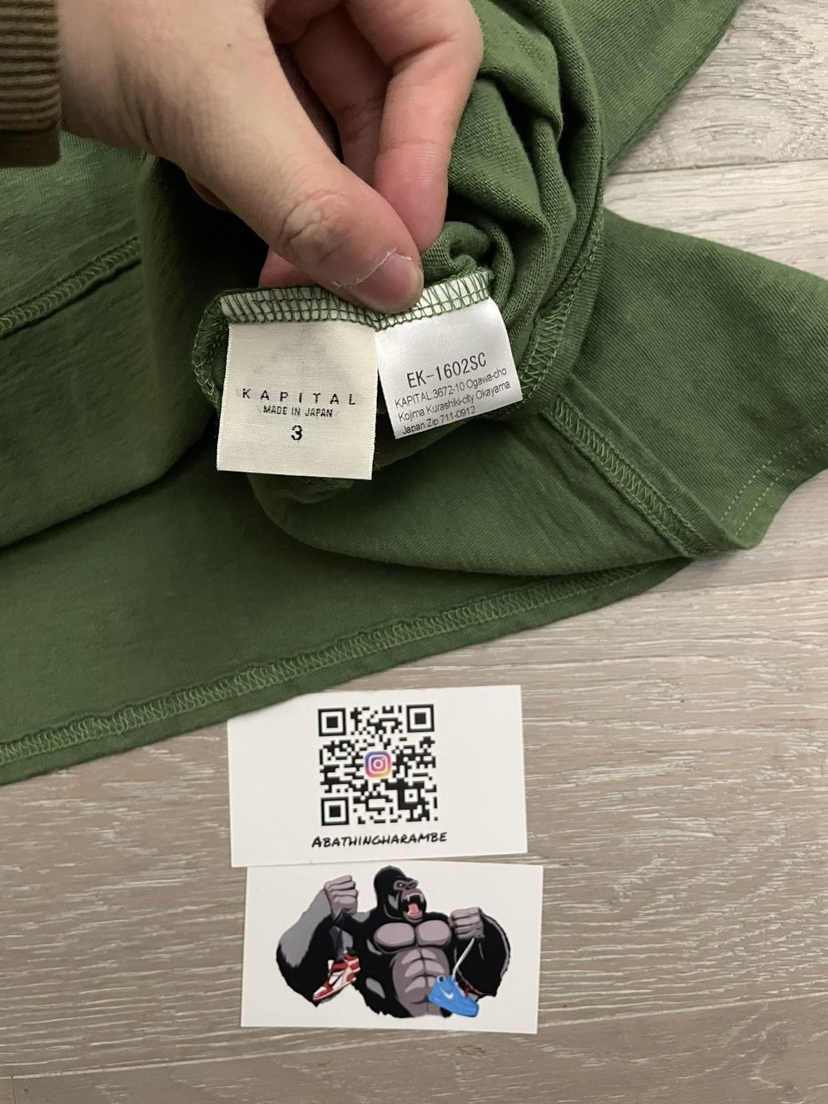 Kapital Kapital Denim Repair Huge Jersey T-Shirt 'Green' Size US XXL / EU 58 / 5 - 4 Thumbnail
