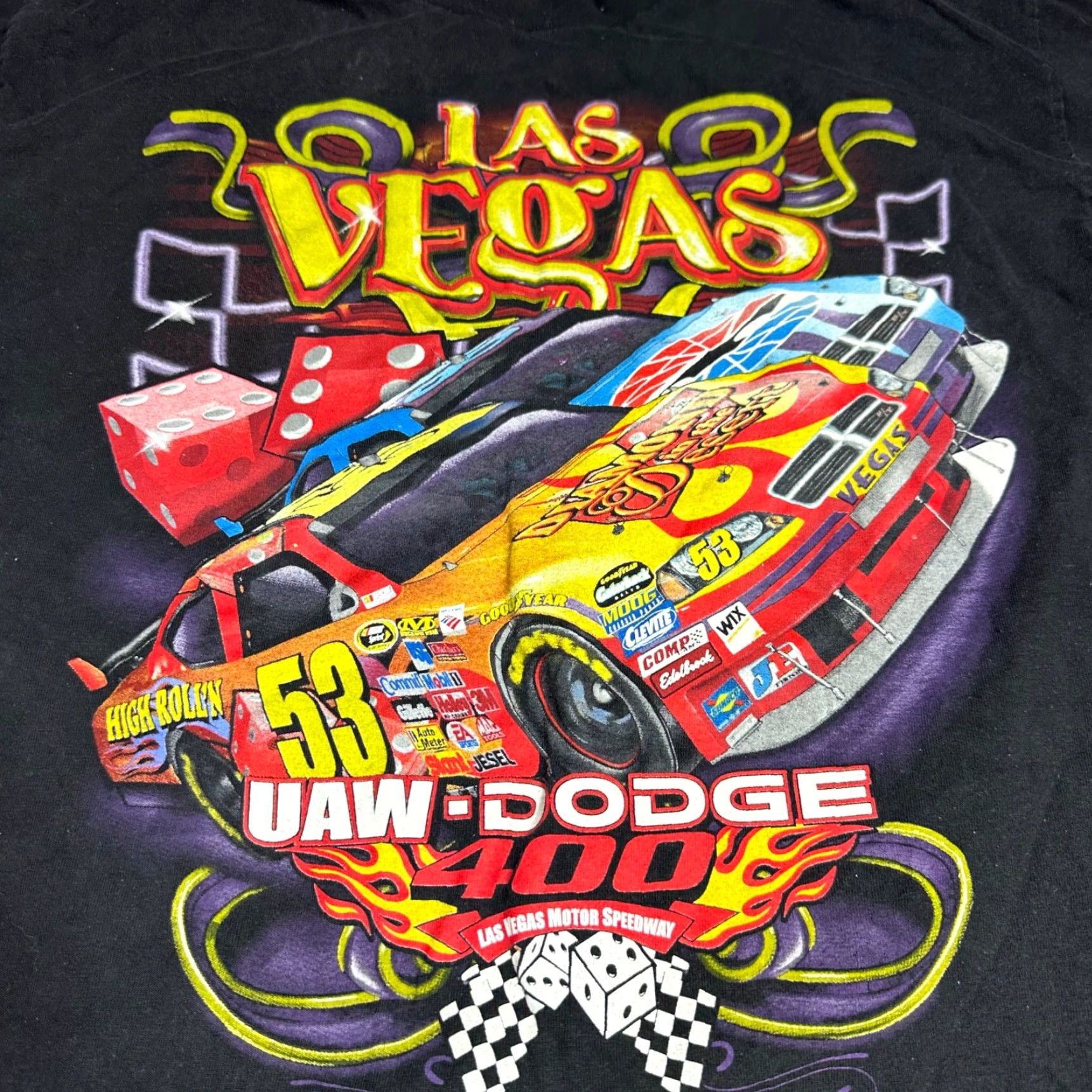 NASCAR Vtg Las Vegas Uaw Dodge 400 Short Sleeve Cotton T-Shirt Womens Sz L Black Nascar Size L / US 10 / IT 46 - 5 Thumbnail