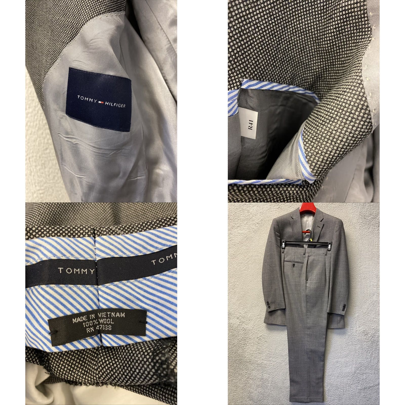 Tommy Hilfiger Tommy Hilfiger Suit 2Pc Set Mens 41R Wool Gray Pants 34x32 /0900 Size 42R - 9 Thumbnail