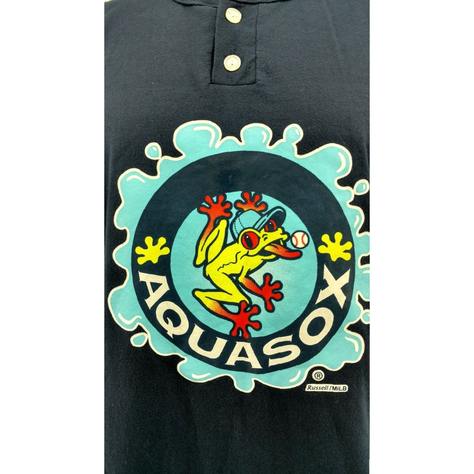 Vintage Russell Men's M Cotton Aquasox Athletic T-Shirt Navy Blue Shirt Athletic Mens Size US M / EU 48-50 / 2 - 2 Thumbnail