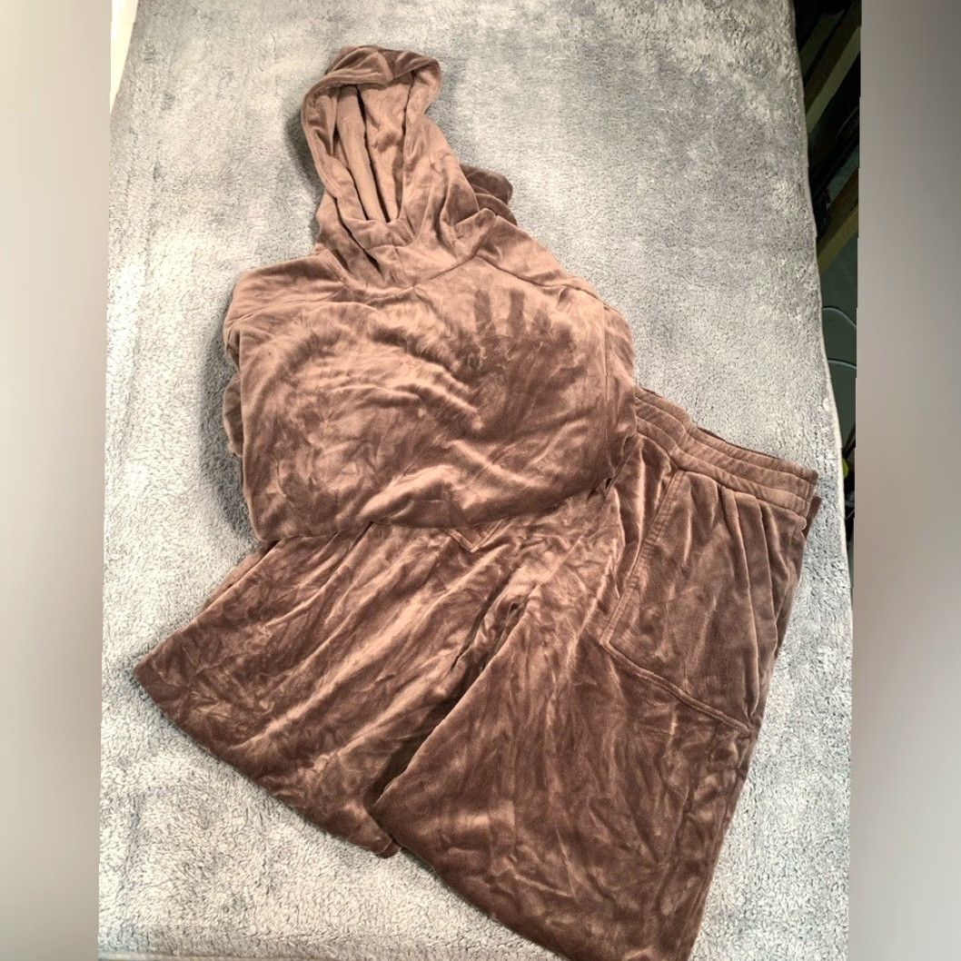 Vintage Evereve Plush Hoodie Sweatpant Set Brown Size M / US 6-8 / IT 42-44 - 2 Thumbnail