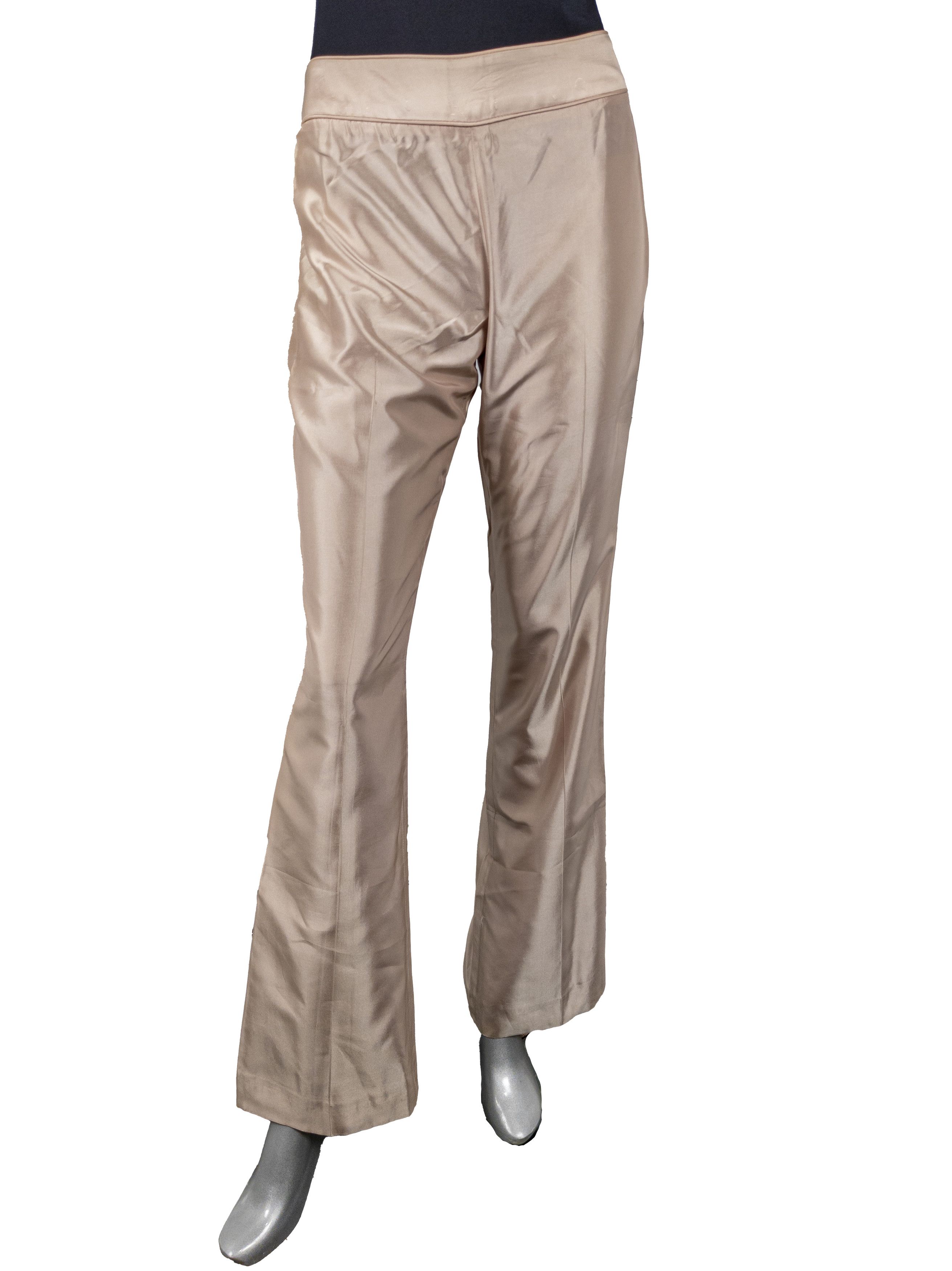 image of Karen Millen Satin Silk Women's Flared Pants in Beige (Size 27)