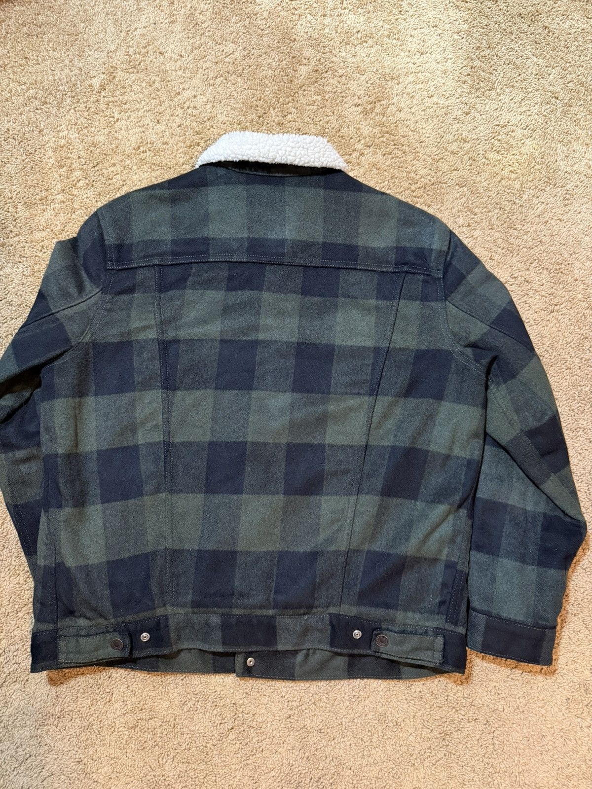 Levi's Levis Jacket Mens XL Green Plaid Sherpa Lined Trucker Cowboy Size US XL / EU 56 / 4 - 4 Thumbnail