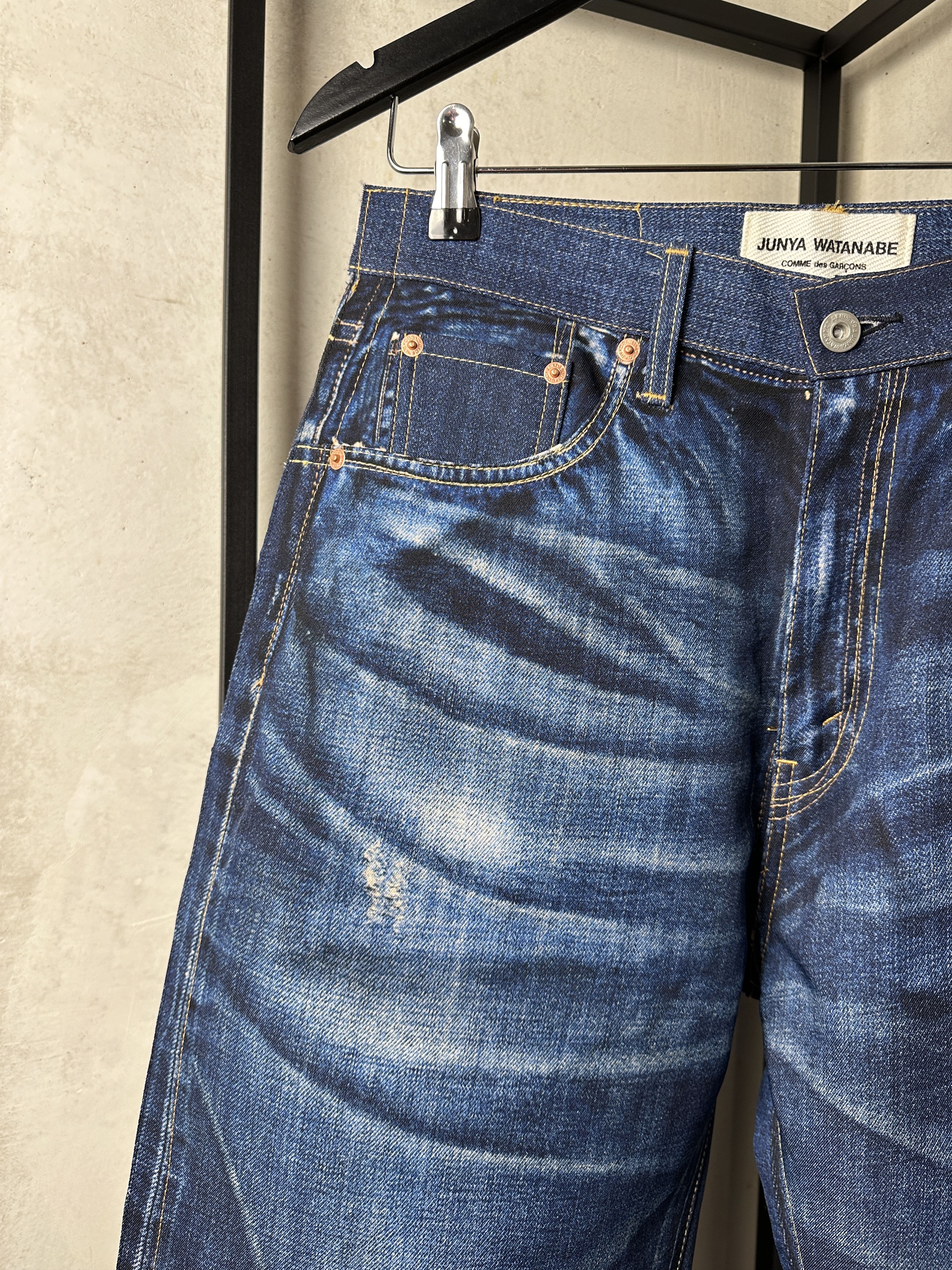 Comme des Garcons RARE Junya Watanabe Trompe L’oeil Denim Printed Canvas Pants Size 26" / US 2 / IT 38 - 4 Thumbnail