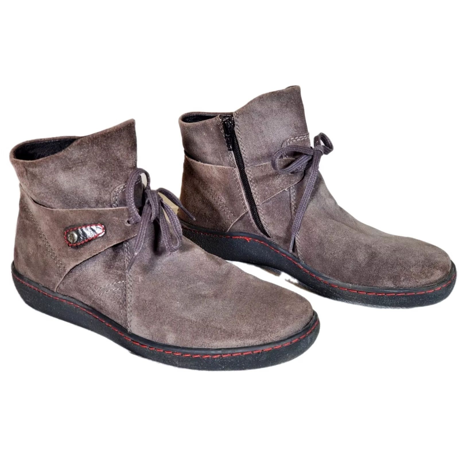 Vintage Wolky Pharos Wide Width Ankle Boots Booties Anthracite Gray Suede Women's US 9.5 Size US 10 / IT 40 - 2 Thumbnail