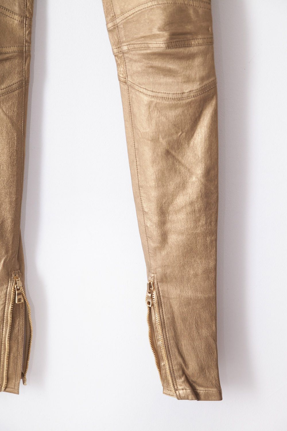 Balmain AW10 golden leather biker jeans Size 25" / US 0 / IT 36 - 4 Thumbnail