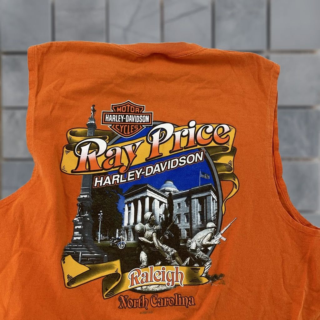 Harley Davidson Harley-Davidson T-Shirt Muscle Graphic Print M/L Orange 100% Cotton Logo Mens Crew Neck Sleeveless Vintage: No Size US L / EU 52-54 / 3 - 1 Thumbnail