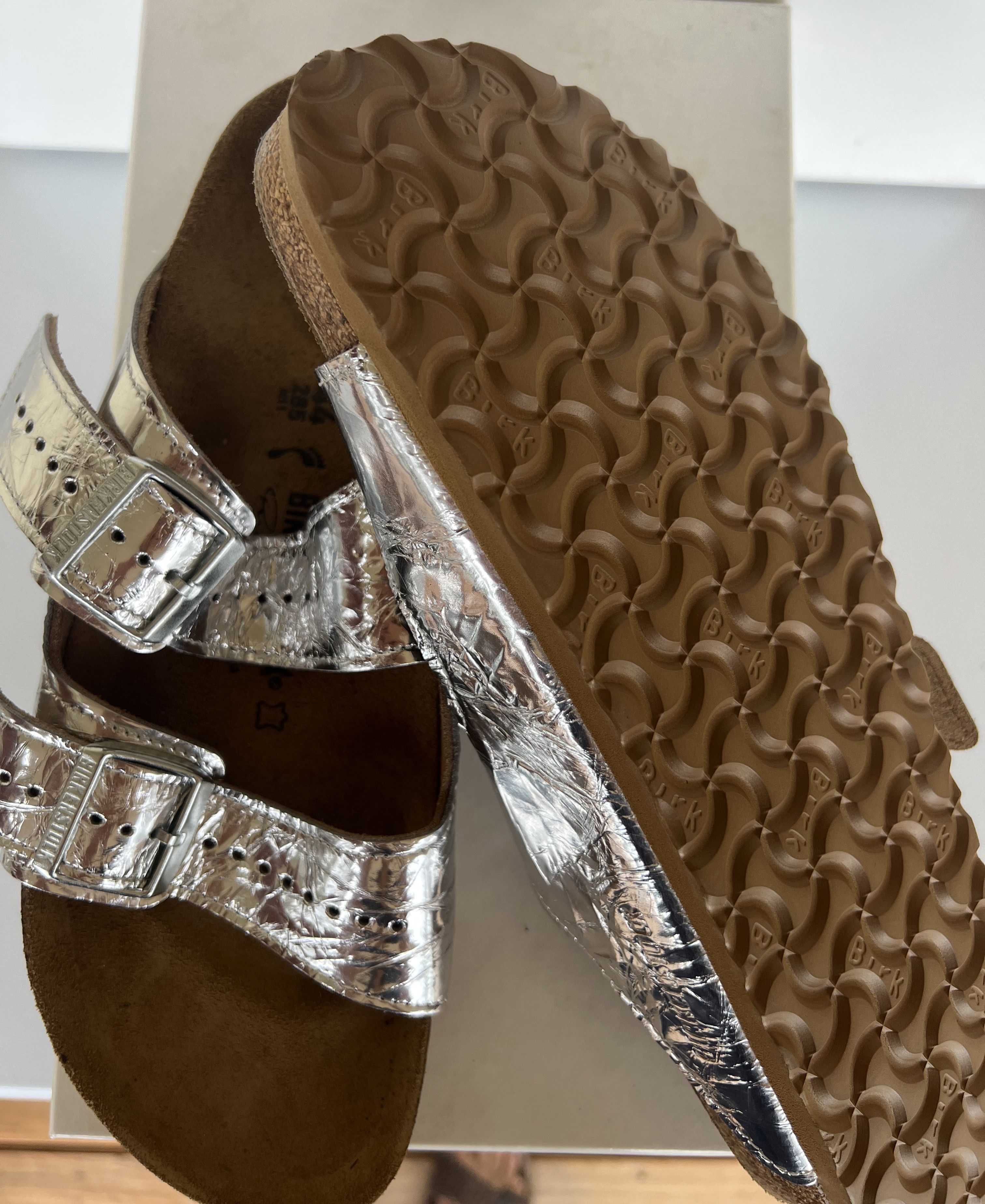 Birkenstock × Rick Owens Rick owens birkenstock silver metallic sandal Size US 11 / EU 44 - 3 Thumbnail